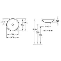 Villeroy & Boch Friends AufsatzwaschbeckenØ 43 Cm Rund Weiß -Dusche Geschäft 1151448 4648 2