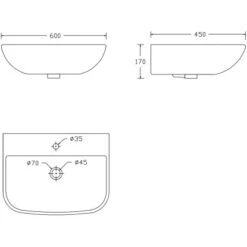 VerosanPro Waschtisch Rivo 60 Cm Matt Hellgrau -Dusche Geschäft 132424 4259 Mazeichnung 1