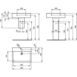 Ideal Standard Waschtisch Connect Cube 65 X 46 Cm 1 Hahnloch Mit Überlauf Weiß -Dusche Geschäft 188527 3049 3