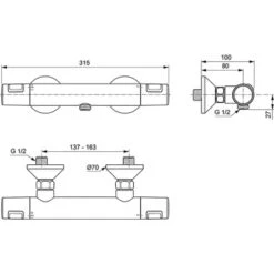 Ideal Standard Brausethermostat Ceratherm T25 Aufputz Chrom -Dusche Geschäft 189351 3049 5