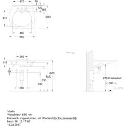 Geberit Waschbecken Vitalis Barrierefrei 65 Cm Mit Überlauf -Dusche Geschäft 2369 print masszeichnung 5