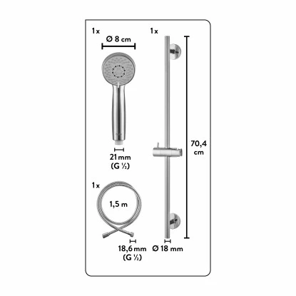 Baliv Duschbrause-Set DBS-70.50 Verchromt 4 Baliv Duschbrause-Set DBS-70.50 Verchromt – Bild 2