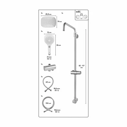 Baliv Überkopfbrause-Set KBS-14.120 Verchromt 4 Baliv Überkopfbrause-Set KBS-14.120 Verchromt – Bild 2
