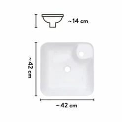 Baliv Aufsatzwaschbecken WBA-7010 43 Cm X 43 Cm -Dusche Geschäft 4007873411533 VM01 170621