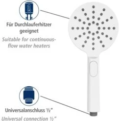 Wenko Duschkopf Design Kunststoff (ABS) 12 X 12 Cm Weiß -Dusche Geschäft 4008838254141 1068 AI 03