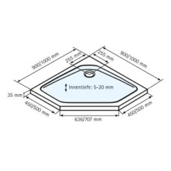 Schulte Duschwanne Fünfeck Extra-flach Alpinweiß Inkl. Füße & Ablauf 100x100 Cm -Dusche Geschäft 4060991010781 2053 3