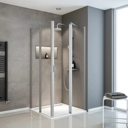 Schulte Eckeinstieg 4-teilig Sunny Alu-Natur Echtglas Klar Hell 192 Cm X 80 Cm 3 Schulte Eckeinstieg 4-teilig Sunny Alu-Natur Echtglas Klar Hell 192 Cm X 80 Cm