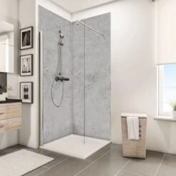 Schulte ExpressPlus DecoDesign Duschrückwand Dekor Stein Grau Hell 210x100cm -Dusche Geschäft 4060991067808 Bild03