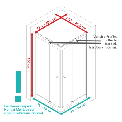 Schulte Eckeinstieg Mit Schiebetüren Sunny 180 Cm X 75-90 Cm Silber Glasdekor 8 Schulte Eckeinstieg Mit Schiebetüren Sunny 180 Cm X 75-90 Cm Silber Glasdekor – Bild 6
