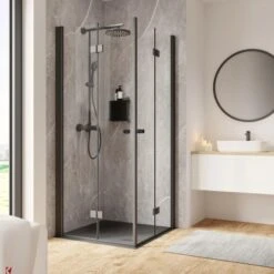 Schulte ExpressPlus Drehfalttür Eckeinstieg Garant 2.0 Alu-Natur 200 Cm X 80 Cm