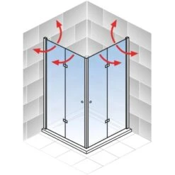 Schulte ExpressPlus Drehfalttür Eckeinstieg Garant 2.0 Alu-Natur 200 Cm X 80 Cm -Dusche Geschäft 4060991076060 2053 AI 03