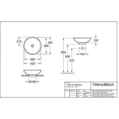 Villeroy & Boch Loop & Friends Aufsatzwaschbecken 43 Cm Star White Mit ÜL CPlus 4 Villeroy & Boch Loop & Friends Aufsatzwaschbecken 43 Cm Star White Mit ÜL CPlus – Bild 2