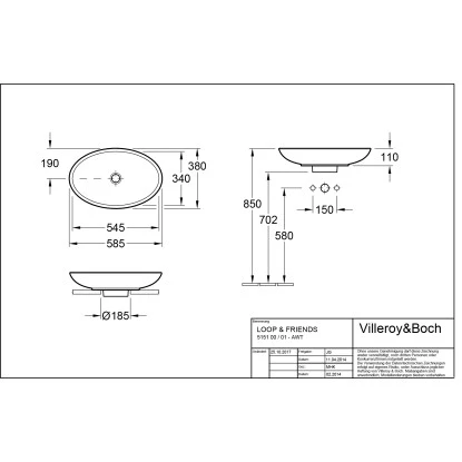 Villeroy & Boch Loop & Friends Aufsatzwaschbecken 58,5 Cm Alpinweiß Mit Überlauf 4 Villeroy & Boch Loop & Friends Aufsatzwaschbecken 58,5 Cm Alpinweiß Mit Überlauf – Bild 2