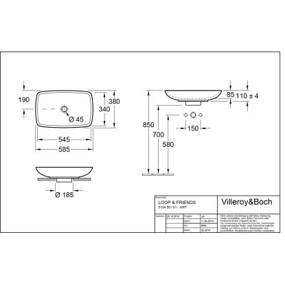 Villeroy & Boch Loop & Friends Aufsatzwaschbecken 58,5 Cm Pergamon Ohne ÜL CPlus 4 Villeroy & Boch Loop & Friends Aufsatzwaschbecken 58,5 Cm Pergamon Ohne ÜL CPlus – Bild 2