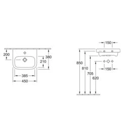Villeroy & Boch Handwaschbecken 45 Cm Architectura Weiß 5 Villeroy & Boch Handwaschbecken 45 Cm Architectura Weiß -Dusche Geschäft 415417 1709 skizze 2
