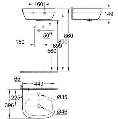 Grohe Handwaschbecken Euro Keramik PureGuard Alpinweiß 45 Cm 6 Grohe Handwaschbecken Euro Keramik PureGuard Alpinweiß 45 Cm – Bild 4