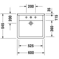 Duravit Waschbecken Starck 3 Vital 60 Cm Weiß Mit Überlauf + 1 Hahnloch -Dusche Geschäft 500486 4123 duv d030960d