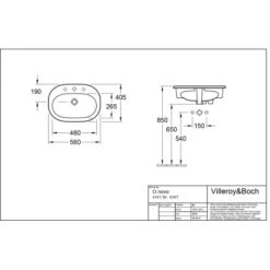 Villeroy & Boch Einbauwaschbecken O.Novo 56 Cm Weiß Mit Hahnloch Mit Überlauf -Dusche Geschäft 501911 4123 vbtz 416156 5