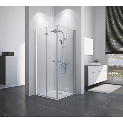 Breuer Eckeinstieg Drehfalttür Elana 8 Silber Matt Klarglas 90 X 90 Cm 4 Breuer Eckeinstieg Drehfalttür Elana 8 Silber Matt Klarglas 90 X 90 Cm – Bild 2