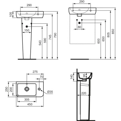 Ideal Standard Handwaschbecken I.life S 45 Cm Weiß 10 Ideal Standard Handwaschbecken I.life S 45 Cm Weiß – Bild 8