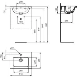 Ideal Standard Möbelwaschtisch I.life S 51 Cm Weiß -Dusche Geschäft 8014140491705 3049 VM 08