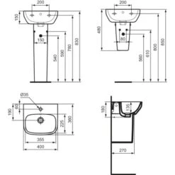 Ideal Standard Handwaschbecken I.life A 40 Cm Weiß -Dusche Geschäft 8014140515272 3049 VM 09