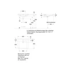 Geberit Renova Waschbecken Comfort Barrierefrei 60 Cm Mit HL Und ÜL KeraTect -Dusche Geschäft 8237 print masszeichnung 5