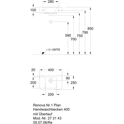 Geberit Handwaschbecken Renova Plan 40 Cm Weiß Mit Überlauf 5 Geberit Handwaschbecken Renova Plan 40 Cm Weiß Mit Überlauf – Bild 3