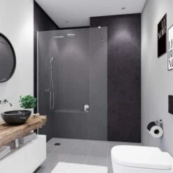 Breuer Duschrückwand Soft-Touch Stein Anthrazit 100 X 210 Cm