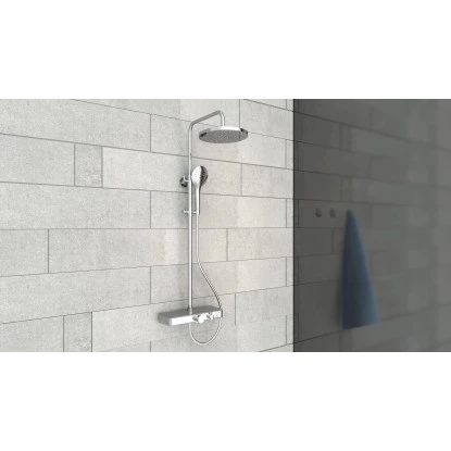 Eisl Duschset Futura Wellness Duschsystem Mit Thermostat Glasablage Chrom Grau 5 Eisl Duschset Futura Wellness Duschsystem Mit Thermostat Glasablage Chrom Grau – Bild 3