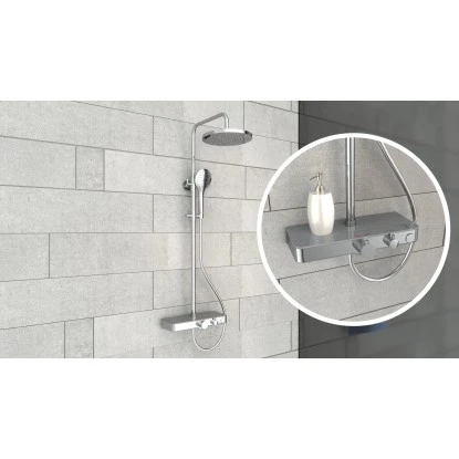 Eisl Duschset Futura Wellness Duschsystem Mit Thermostat Glasablage Chrom Grau 6 Eisl Duschset Futura Wellness Duschsystem Mit Thermostat Glasablage Chrom Grau – Bild 4