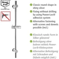 Wenko Power-Loc Duschstange Chrom Befestigen Ohne Bohren -Dusche Geschäft 903304 1068 04