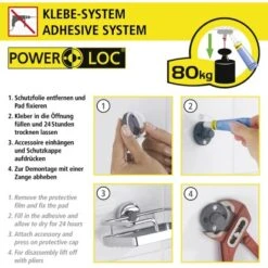 Wenko Power-Loc Duschstange Chrom Befestigen Ohne Bohren -Dusche Geschäft 903304 1068 06