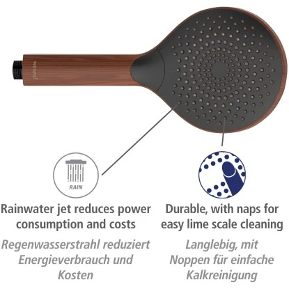 Wenko Duschkopf Watersaving Wood Ø 12 Cm 4 Wenko Duschkopf Watersaving Wood Ø 12 Cm – Bild 2