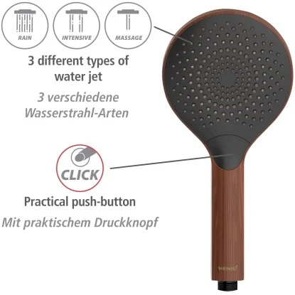 Wenko Duschkopf Watersaving Wood Ø 12 Cm 5 Wenko Duschkopf Watersaving Wood Ø 12 Cm – Bild 3