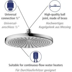 Wenko Regenduschkopf Ultimate Shower Chrom/Weiß Ø 25 Cm -Dusche Geschäft 903508 1068 03