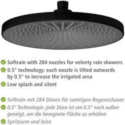 Wenko Regenduschkopf Ultimate Shower Schwarz/Grau Ø 25 Cm -Dusche Geschäft 903630 1068 04