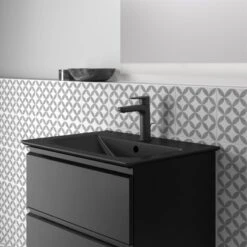 Ideal Standard Möbelwaschtisch Connect Air 64 Cm 1 Hahnloch Mit Überlauf Schwarz -Dusche Geschäft 9803099 3049 5