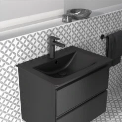 Ideal Standard Möbelwaschtisch Connect Air 64 Cm 1 Hahnloch Mit Überlauf Schwarz -Dusche Geschäft 9803099 3049 6