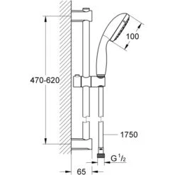 Grohe QuickFix Brausestangenset Vitalio Start 100 Chrom 7 Grohe QuickFix Brausestangenset Vitalio Start 100 Chrom -Dusche Geschäft ausestangenset mazeichnung