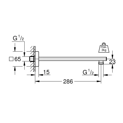 Grohe Brausearm Rainshower Eckig 286 Mm Chrom 5 Grohe Brausearm Rainshower Eckig 286 Mm Chrom – Bild 3