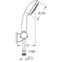 Grohe QuickFix Handbrause-Set Vitalio Start 100 Chrom 3 Strahlarten -Dusche Geschäft wandhalterset mazeichnung